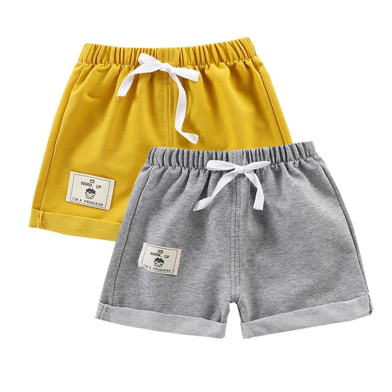 2pcs Cotton Summer Kids Shorts Boys Girls Solid Color Short Baby Cartoon Casual Pant Children Short Pant Sport Clothing Outwear