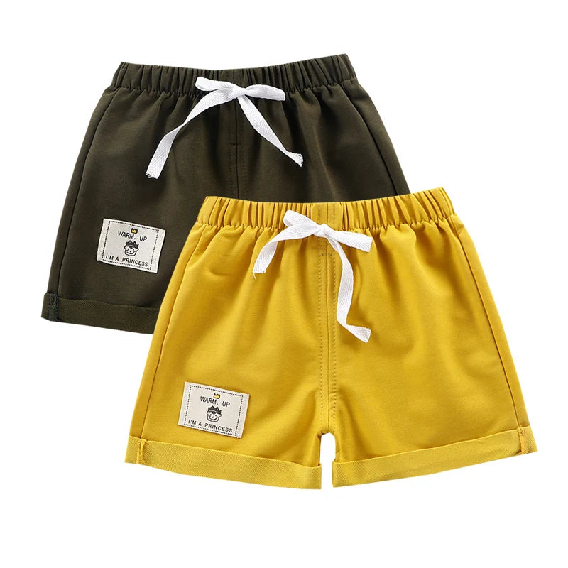 2pcs Cotton Summer Kids Shorts Boys Girls Solid Color Short Baby Cartoon Casual Pant Children Short Pant Sport Clothing Outwear