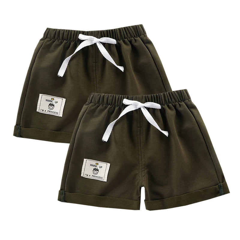 2pcs Cotton Summer Kids Shorts Boys Girls Solid Color Short Baby Cartoon Casual Pant Children Short Pant Sport Clothing Outwear