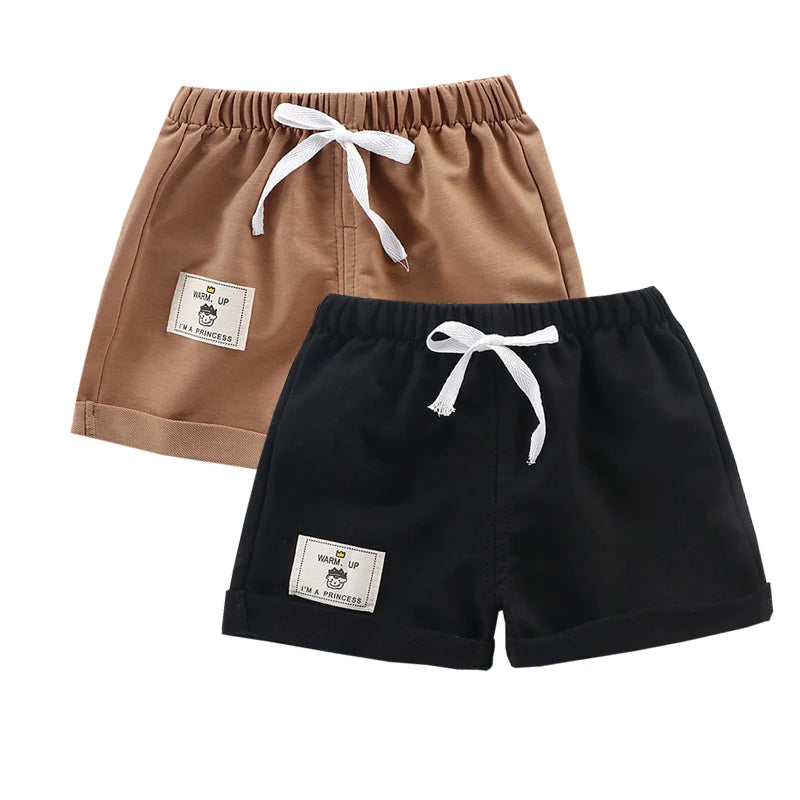2pcs Cotton Summer Kids Shorts Boys Girls Solid Color Short Baby Cartoon Casual Pant Children Short Pant Sport Clothing Outwear