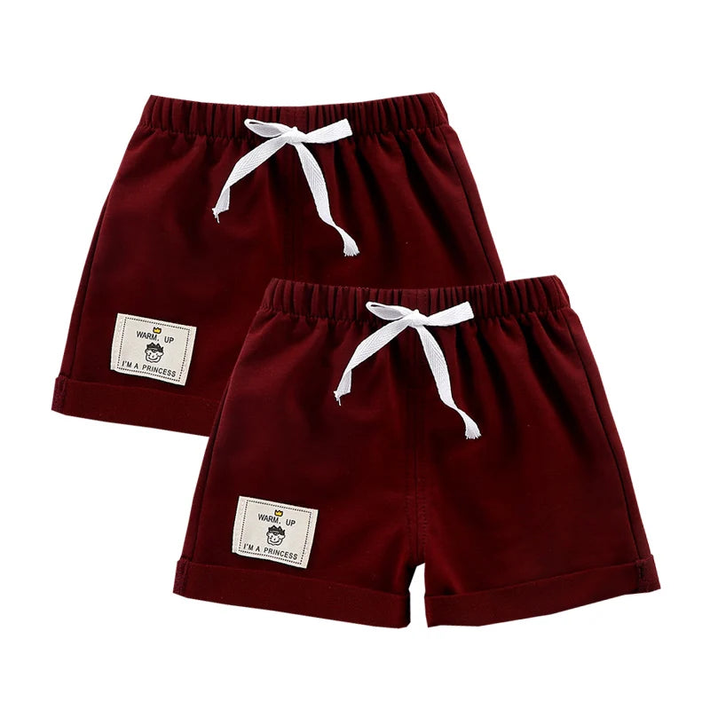 2pcs Cotton Summer Kids Shorts Boys Girls Solid Color Short Baby Cartoon Casual Pant Children Short Pant Sport Clothing Outwear
