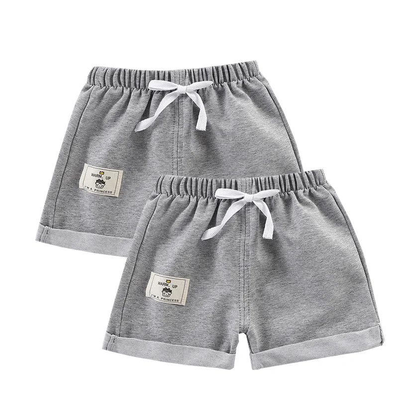 2pcs Cotton Summer Kids Shorts Boys Girls Solid Color Short Baby Cartoon Casual Pant Children Short Pant Sport Clothing Outwear