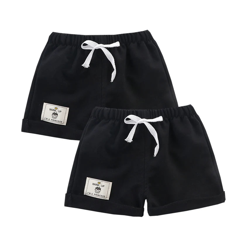 2pcs Cotton Summer Kids Shorts Boys Girls Solid Color Short Baby Cartoon Casual Pant Children Short Pant Sport Clothing Outwear