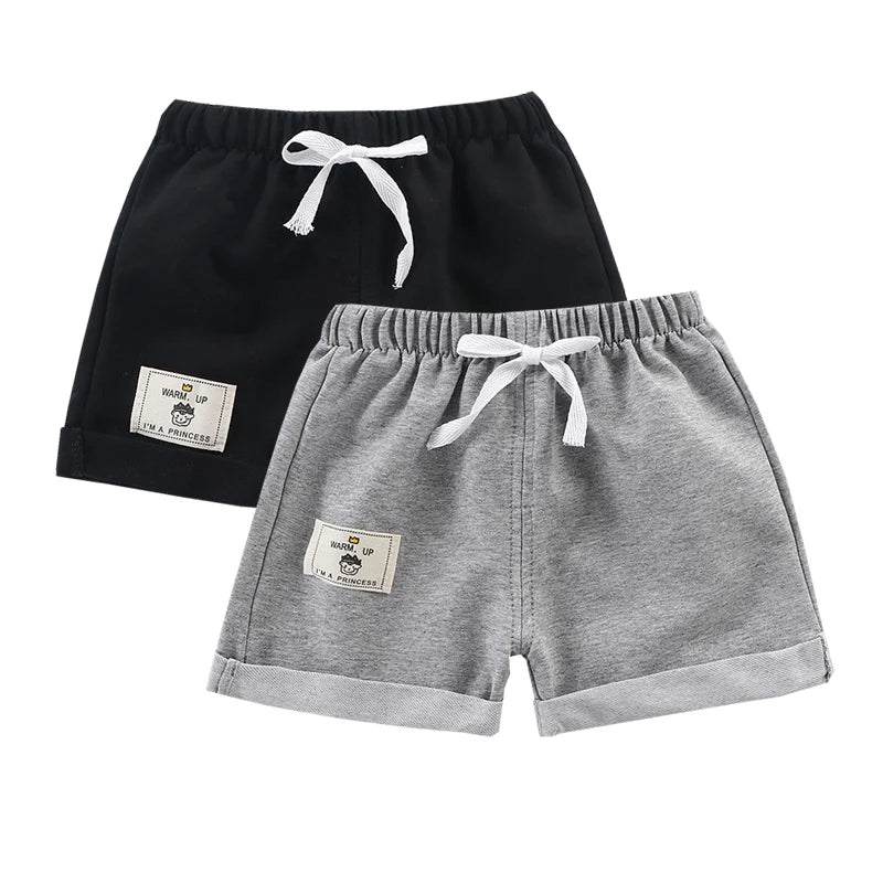 2pcs Cotton Summer Kids Shorts Boys Girls Solid Color Short Baby Cartoon Casual Pant Children Short Pant Sport Clothing Outwear