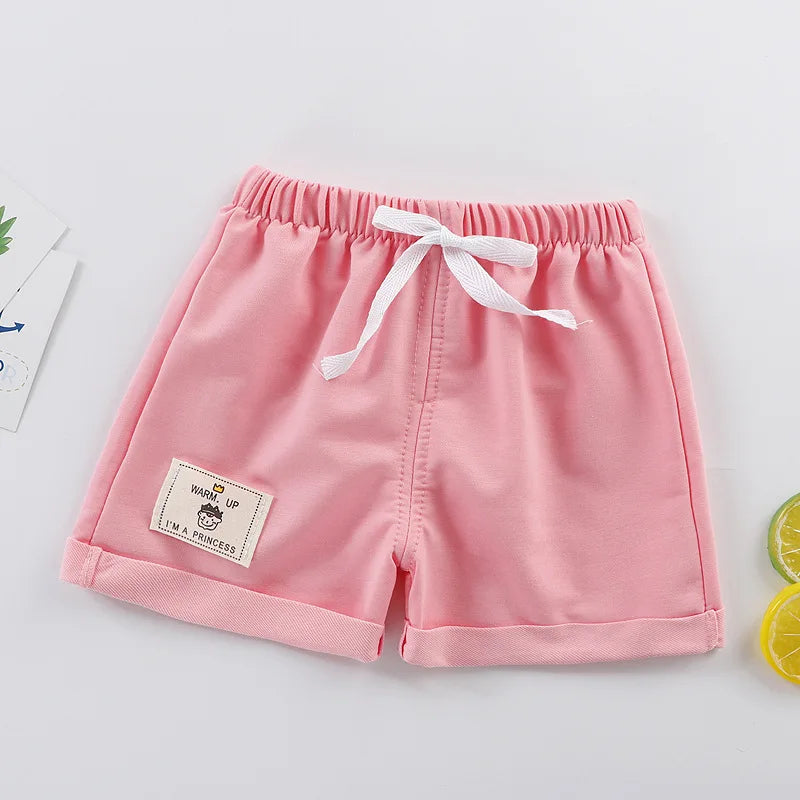 2pcs Cotton Summer Kids Shorts Boys Girls Solid Color Short Baby Cartoon Casual Pant Children Short Pant Sport Clothing Outwear