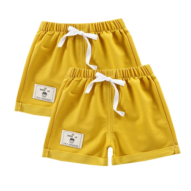 2pcs Cotton Summer Kids Shorts Boys Girls Solid Color Short Baby Cartoon Casual Pant Children Short Pant Sport Clothing Outwear