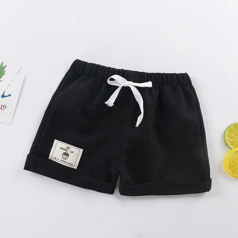 2pcs Cotton Summer Kids Shorts Boys Girls Solid Color Short Baby Cartoon Casual Pant Children Short Pant Sport Clothing Outwear