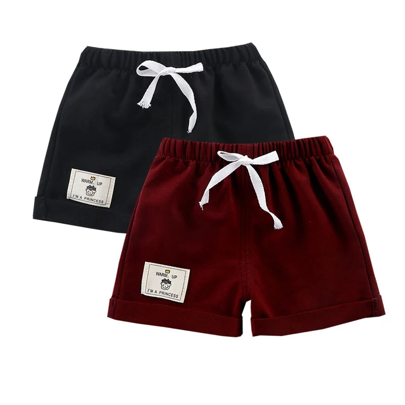 2pcs Cotton Summer Kids Shorts Boys Girls Solid Color Short Baby Cartoon Casual Pant Children Short Pant Sport Clothing Outwear