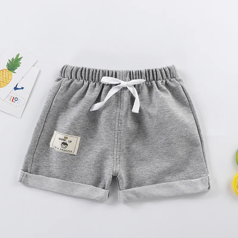2pcs Cotton Summer Kids Shorts Boys Girls Solid Color Short Baby Cartoon Casual Pant Children Short Pant Sport Clothing Outwear